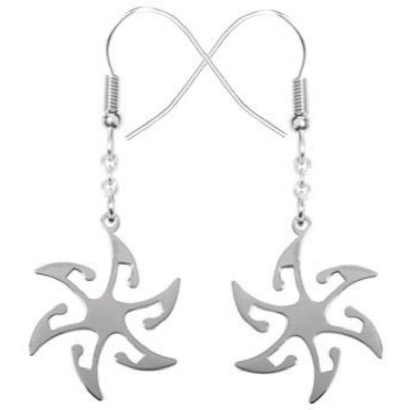 Tribal Flower Stainless Steel Earrings, SKU PG-Y2768, UPC 6016001931926