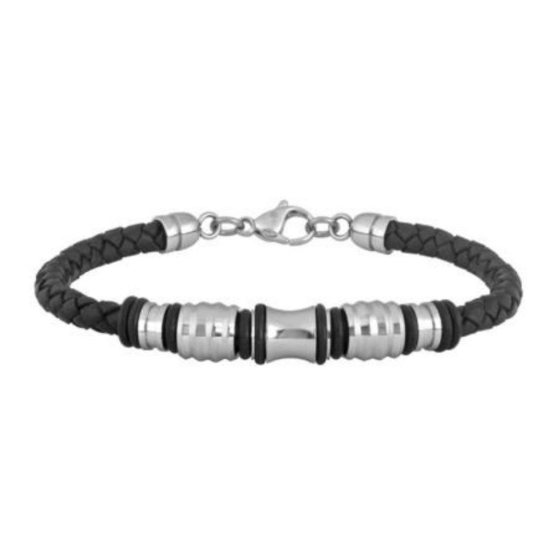 Rayas Braided Leather &amp; Stainless Steel Bracelet, SKU PG-Y2835, UPC 6016017143122