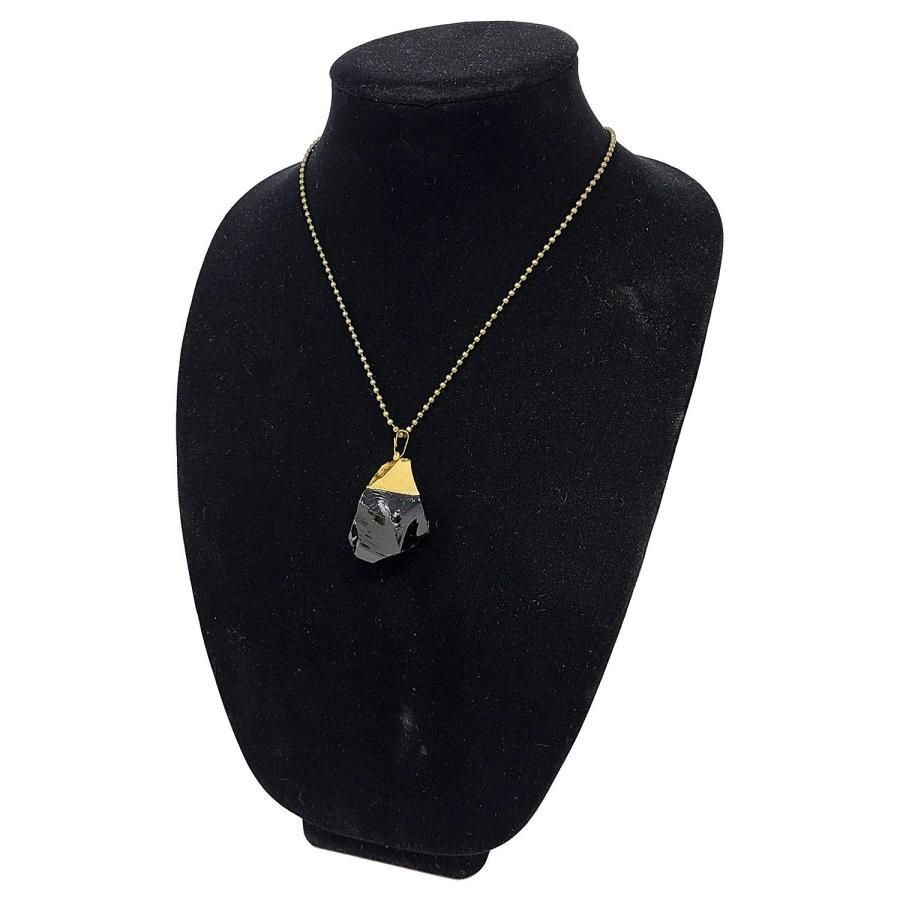 Black Obsidian Electroplated Gemstone Pendant, SKU QQ203-P213, UPC 700317384175