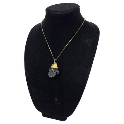 Black Obsidian Electroplated Gemstone Pendant, SKU QQ203-P213, UPC 700317384175