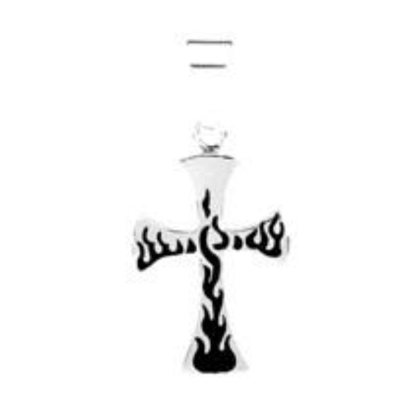 Flaming Cross Stainless Steel Pendant, SKU PG-Y2750, UPC 6016006897890