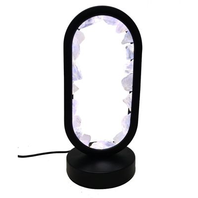9&quot; Oval Shaped Dimmable Gemstone Lamp - Clear Quartz, SKU GMLAMP-03, UPC 700317417064