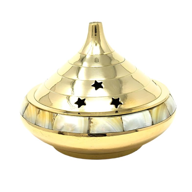 4&quot; Temple Brass Burner with Mother of Pearl, SKU 17414, UPC 700317419426