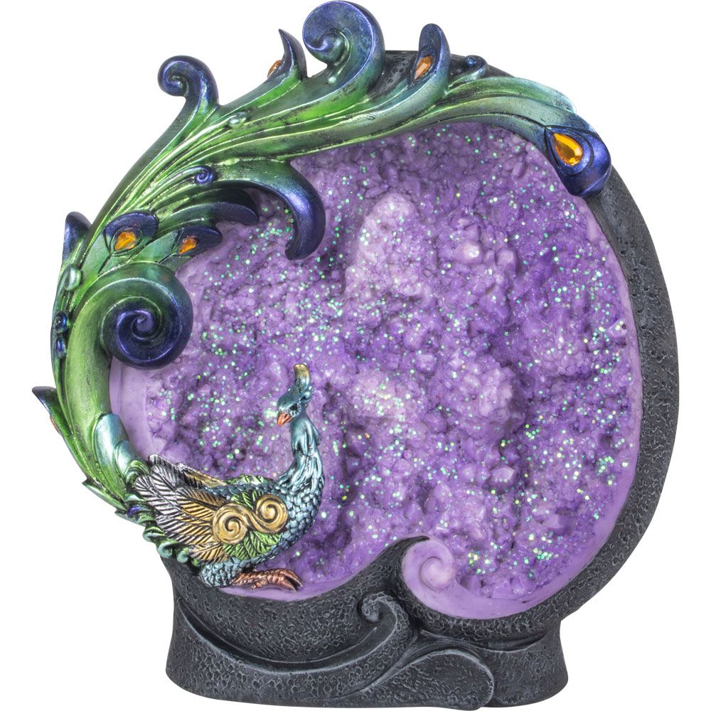 9&quot; Polyresin Backflow Incense Burner on Geode, SKU KH-89757, UPC 700317378600