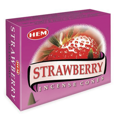 Strawberry HEM Cone Incense (10 Cones), SKU SW12, UPC 6016003548528
