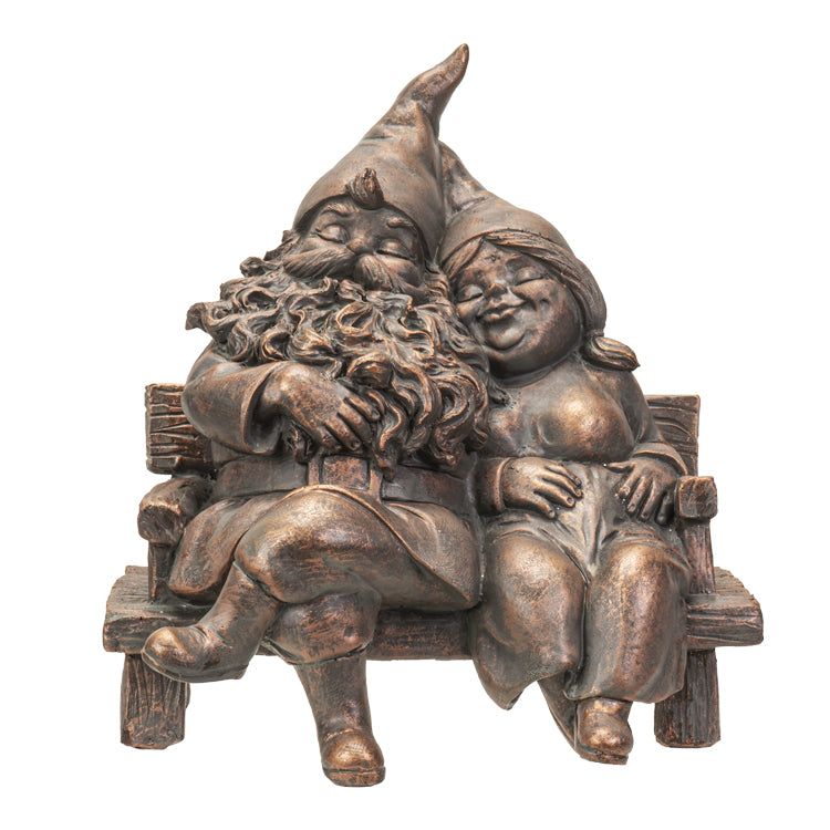 9&quot; Gnome Statue - Bronze Couple, SKU PG-14788, UPC 700317041290