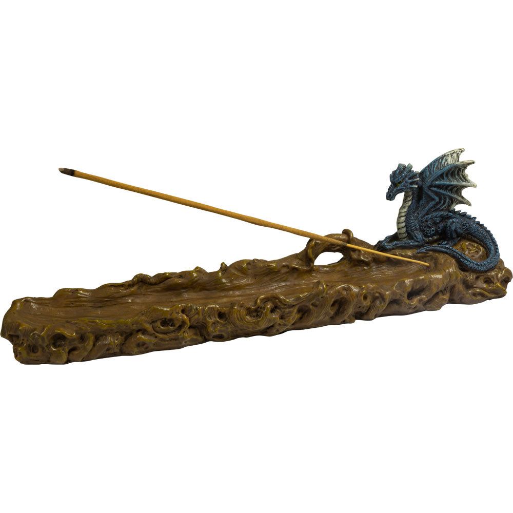 10&quot; Polyresin Incense Holder - Dragon on Log, SKU KH-89729, UPC 700317247678