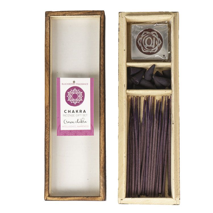 Chakra Incense Gift Set with Wood Box - Crown (Blackberry), SKU PG-14559, UPC 700317032137