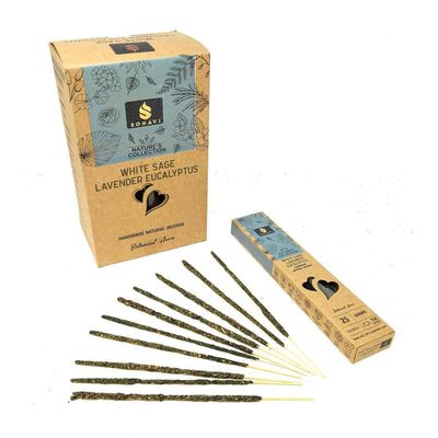 SONAVI Nature Edition Incense Sticks - White Sage, Lavender &amp; Eucalyptus (25 Grams), SKU SA-SR-WSE-…