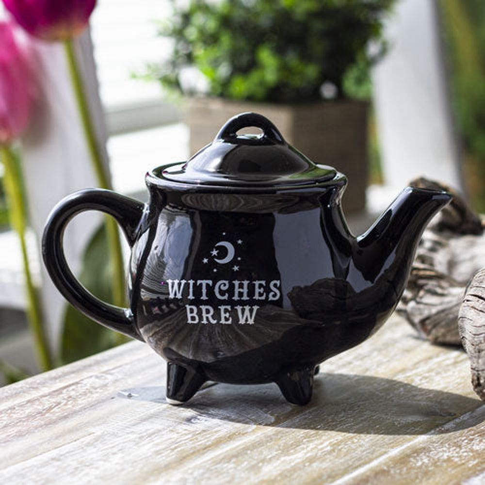 7.25&quot; Witches Brew Ceramic Black Tea Pot, SKU PG-14079, UPC