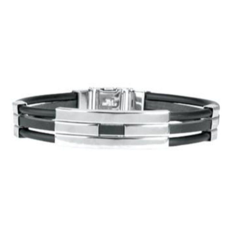 Triple Black Cord Stainless Steel Bracelet, SKU PG-Y2637, UPC 6016021975993