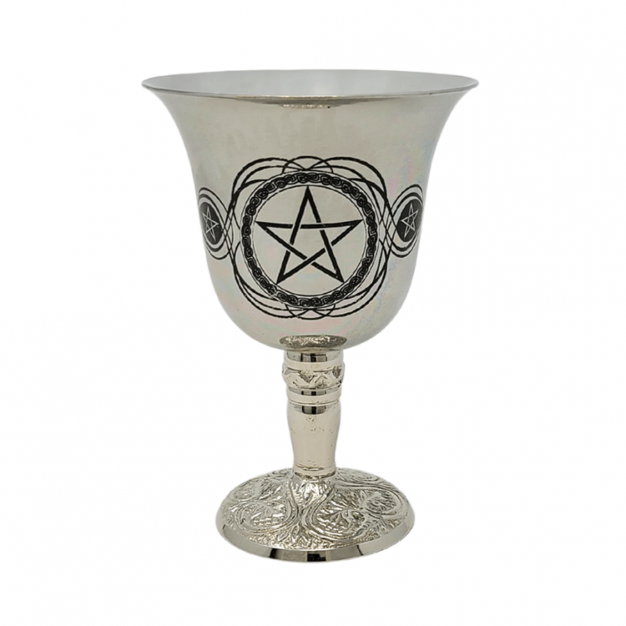 4.75&quot; Stainless Steel Chalice / Goblet - Pentagram, SKU 21-WP, UPC 700317309734