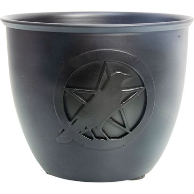 5&quot; Cast Iron Smudge Pot - Pentacle with Raven, SKU KH-44017, UPC 700317068709