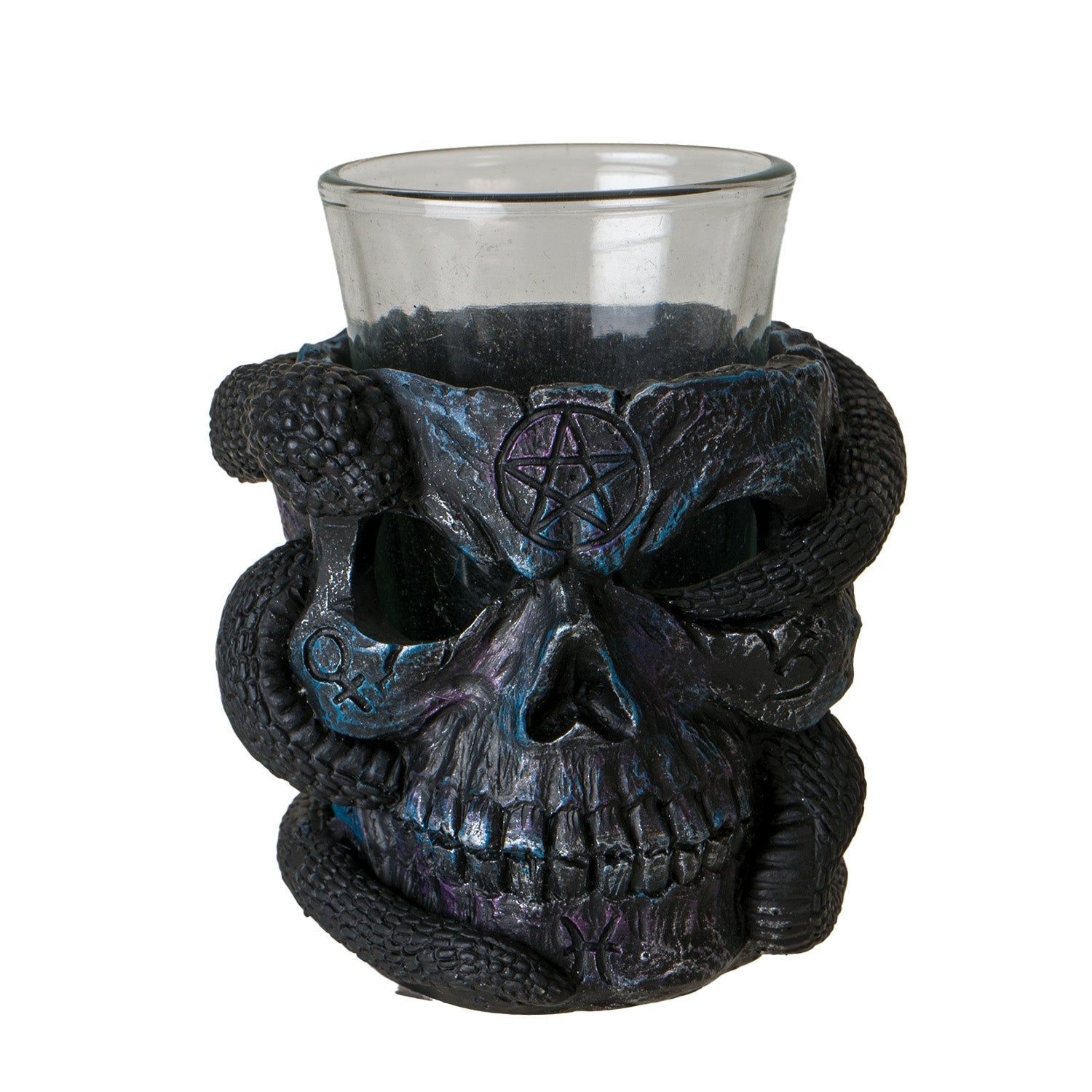 3&quot; Resin Shot Glass - Skull and Snake, SKU PG-15951, UPC 700317403609