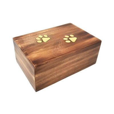 4&quot; x 6&quot; Paw Brass Inlay Wood Box, SKU G07-11-M46D, UPC 700317383796
