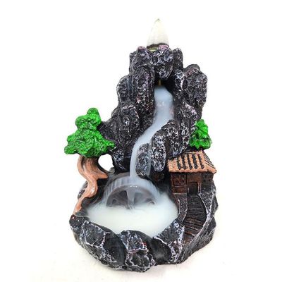 4.25&quot; Mountain Waterfall Backflow Cone Incense Burner, SKU C03-02-BFL-52, UPC 700317380894