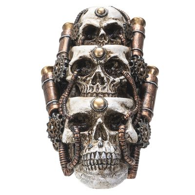 6.75&quot; Steampunk Skulls Backflow Incense Burner, SKU PG-14337, UPC 700317050001