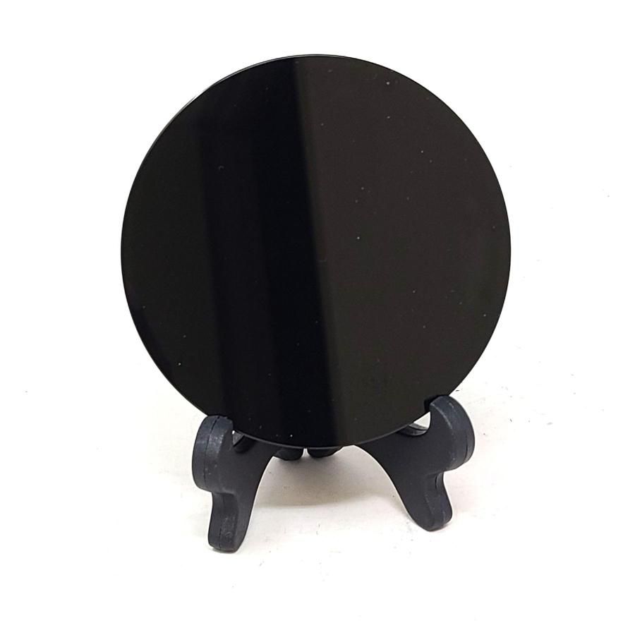 3.1&quot; Black Obsidian Scrying Mirror with Stand, SKU T00-SCM-8, UPC 700317381136