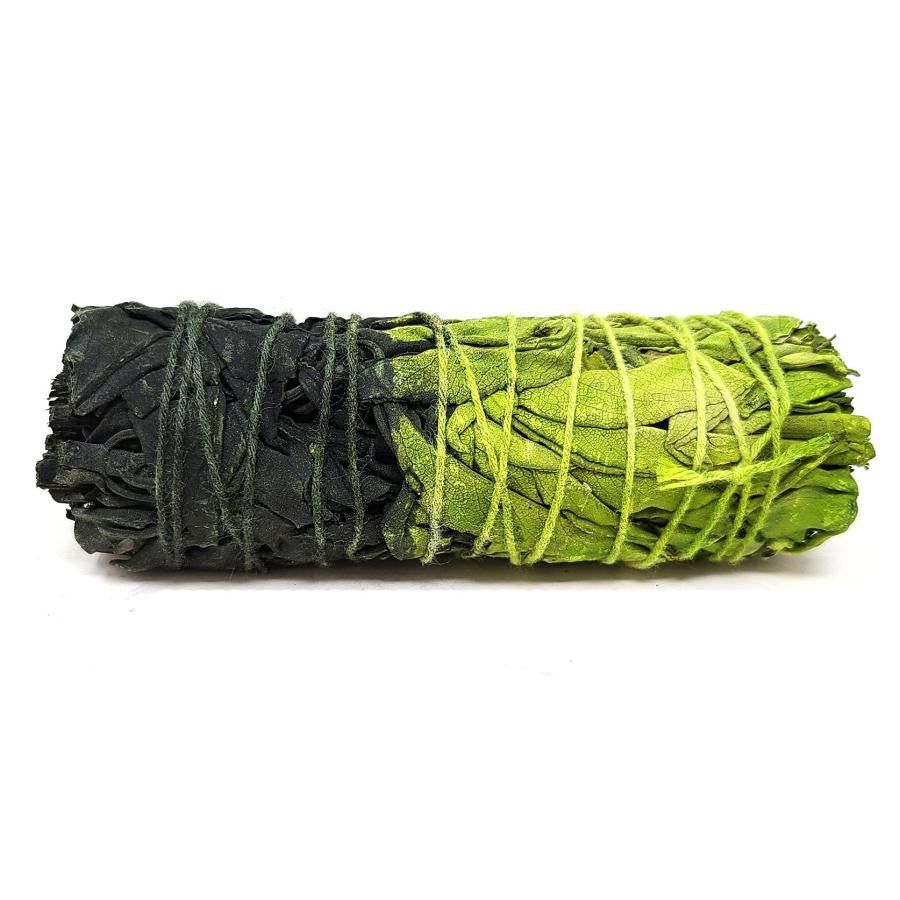 4&quot; Reversible Money White Sage Smudge Stick (Green/Black), SKU L02-20-MS1-N54-Green, UPC 7003173542…
