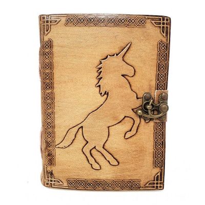 5&quot; x 7&quot; Unicorn Embossed Leather Journal with Latch, SKU JB75-UN, UPC 700317302339