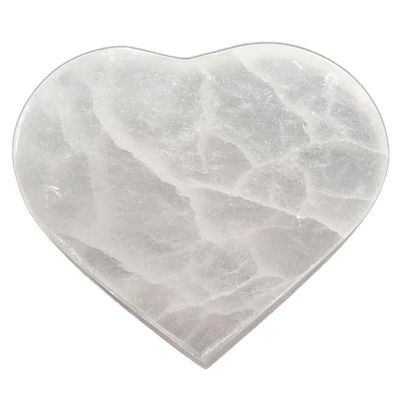 4&quot; Selenite Charging Plate - Heart, SKU SEL-FlatHeart, UPC 700317305392