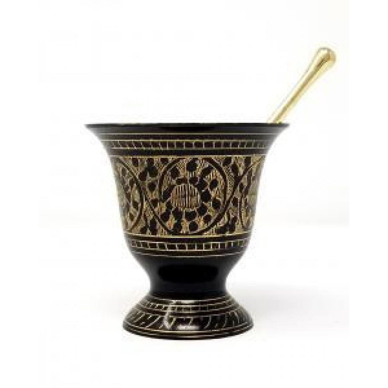 3.5&quot; Black Carved Mortar and Pestle, SKU MPL-C, UPC 700317302100