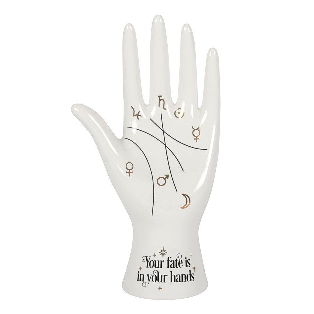 7.8&quot; Palmistry Hand Ceramic Fortune Telling Statue - White, SKU PG-14189, UPC