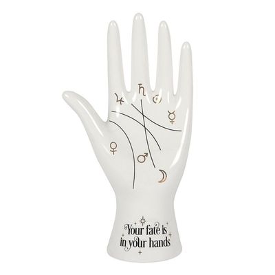 7.8&quot; Palmistry Hand Ceramic Fortune Telling Statue - White, SKU PG-14189, UPC