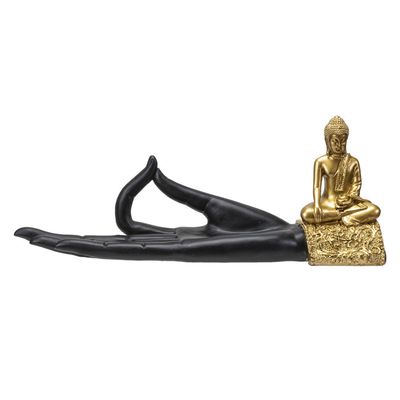 9.45&quot; Polyresin Incense Burner - Buddha on Hand, SKU PG-14709, UPC 700317029731