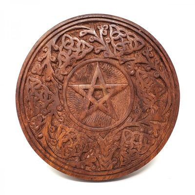 6&quot; Wooden Pentagram Altar Tile, SKU K02-17-603, UPC 6016207280248