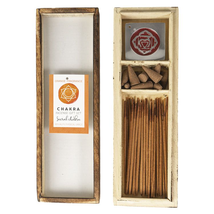 Chakra Incense Gift Set with Wood Box - Sacral (Orange), SKU PG-14560, UPC 700317032144