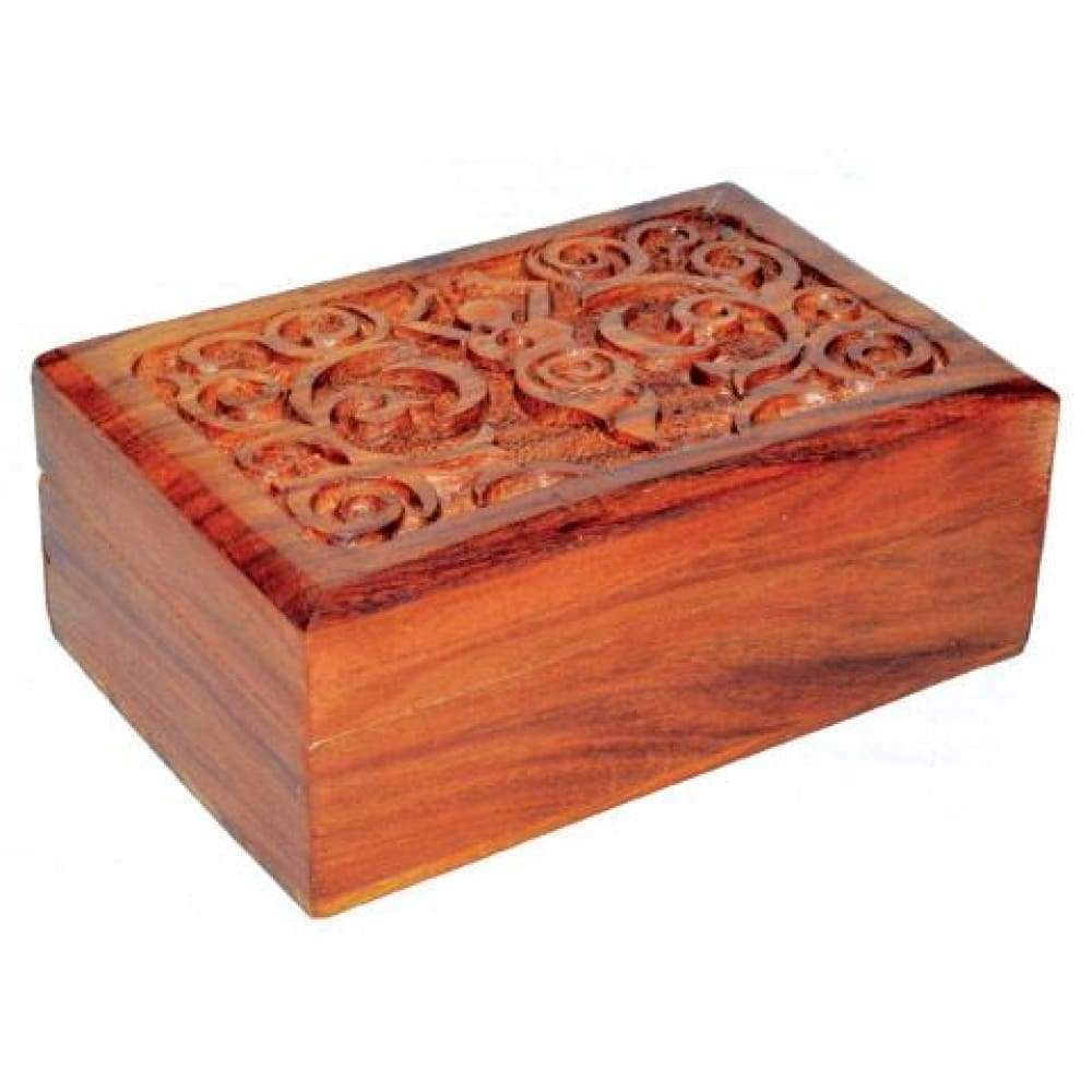 4&quot; x 6&quot; Carved Wood Box with Latch - Goddess, SKU B46GOE, UPC 6016206727706
