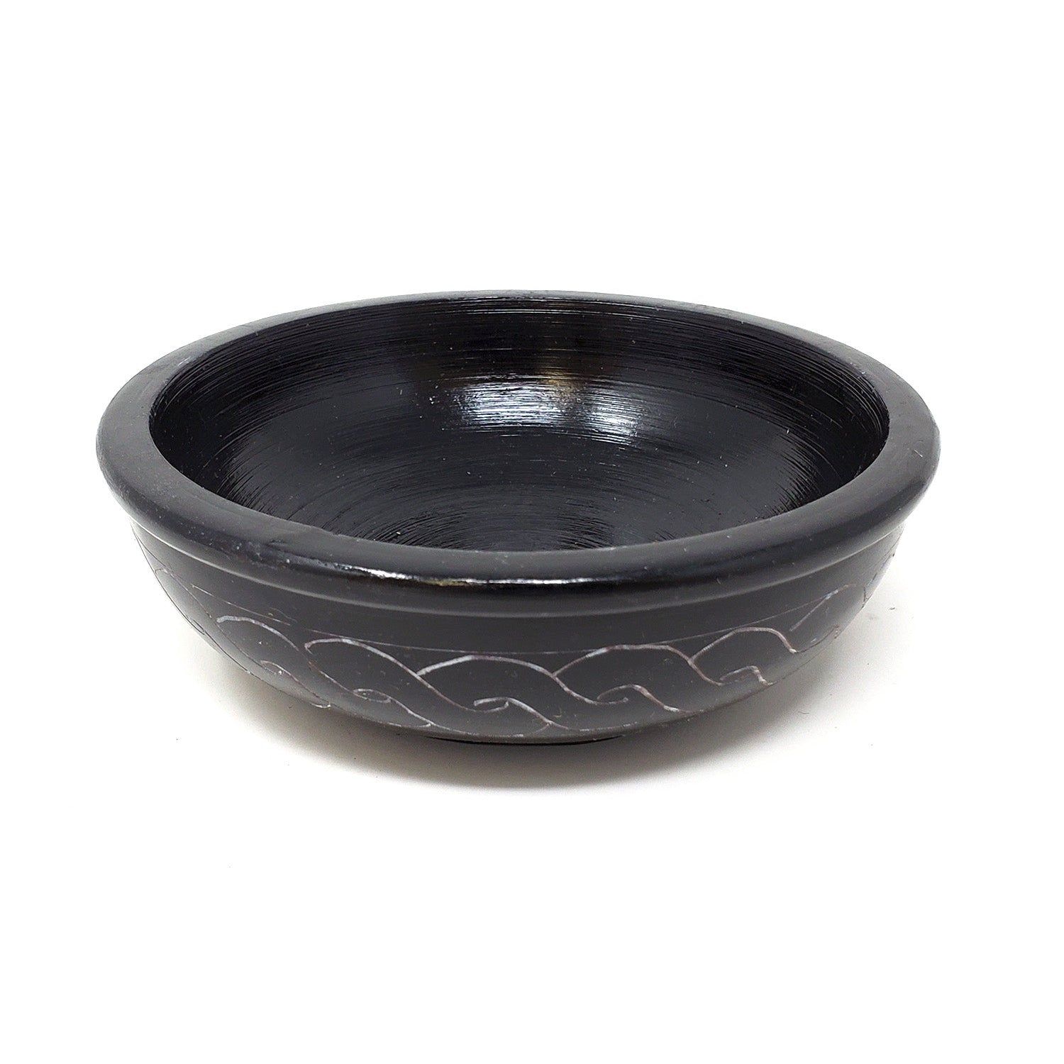 5&quot; Black Carved Soapstone Bowl, SKU ST5E, UPC 700317304265