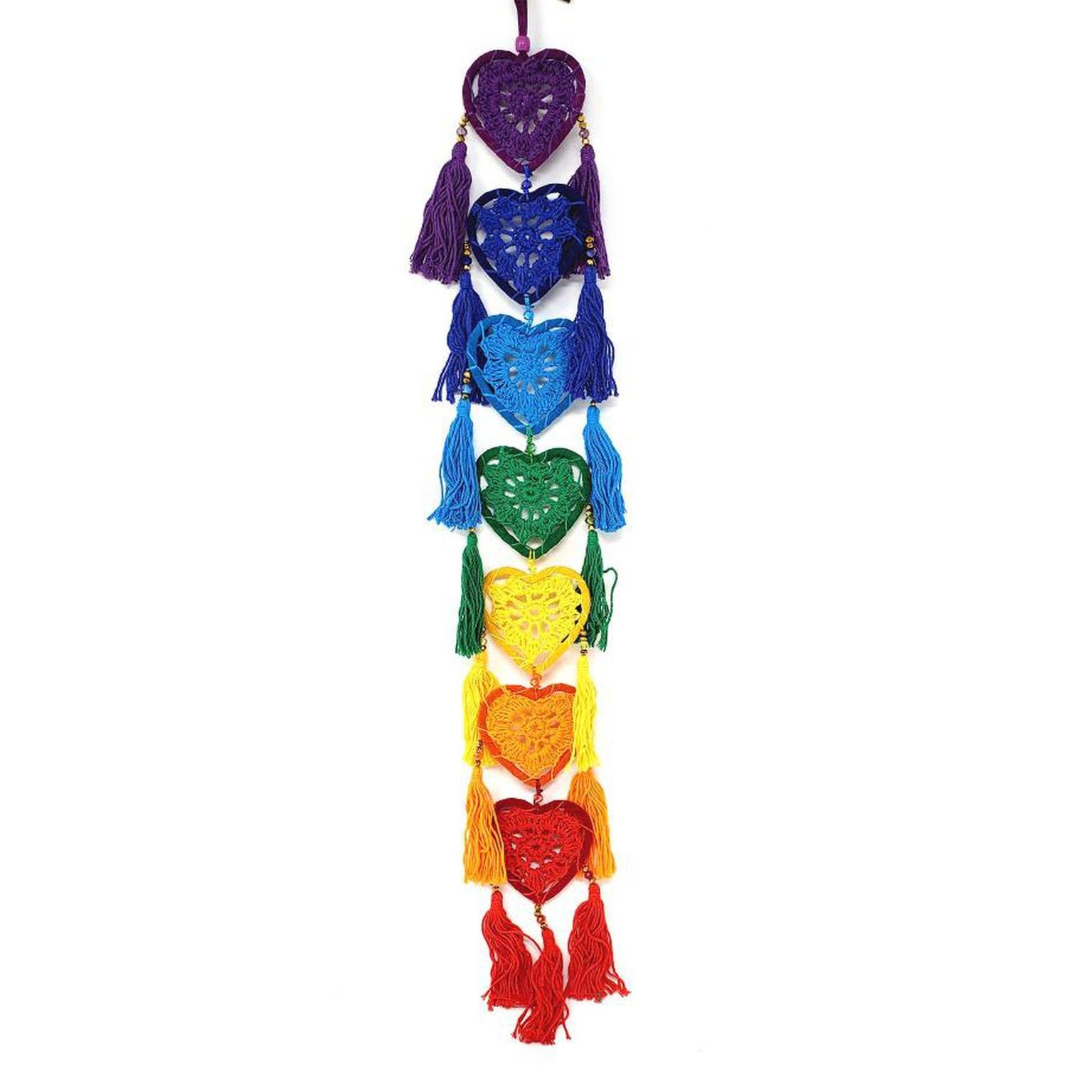 24&quot; Dream Catcher - Chakras Heart Crochet, SKU DC90, UPC 700317309598