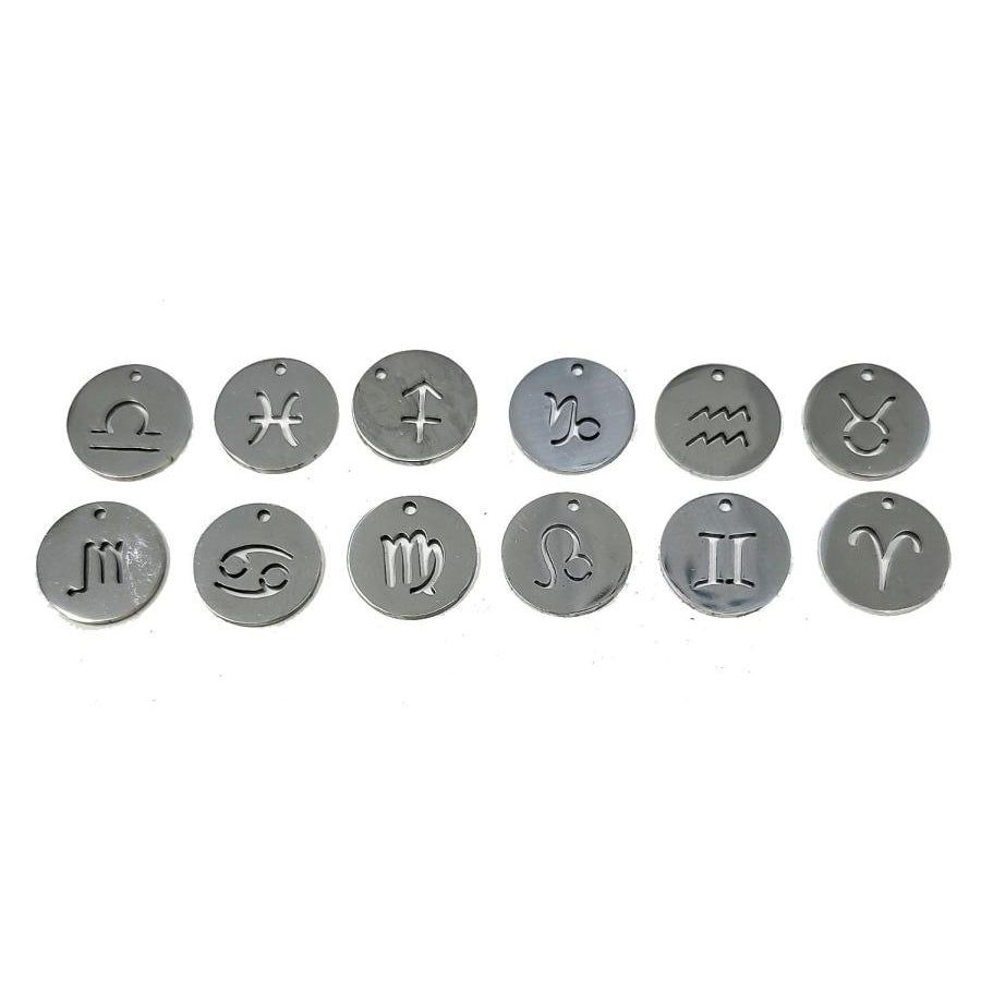 Flat Round Horoscope Sign Charms (Set of 12), SKU Charm-03, UPC 700317304890