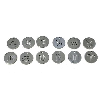 Flat Round Horoscope Sign Charms (Set of 12), SKU Charm-03, UPC 700317304890
