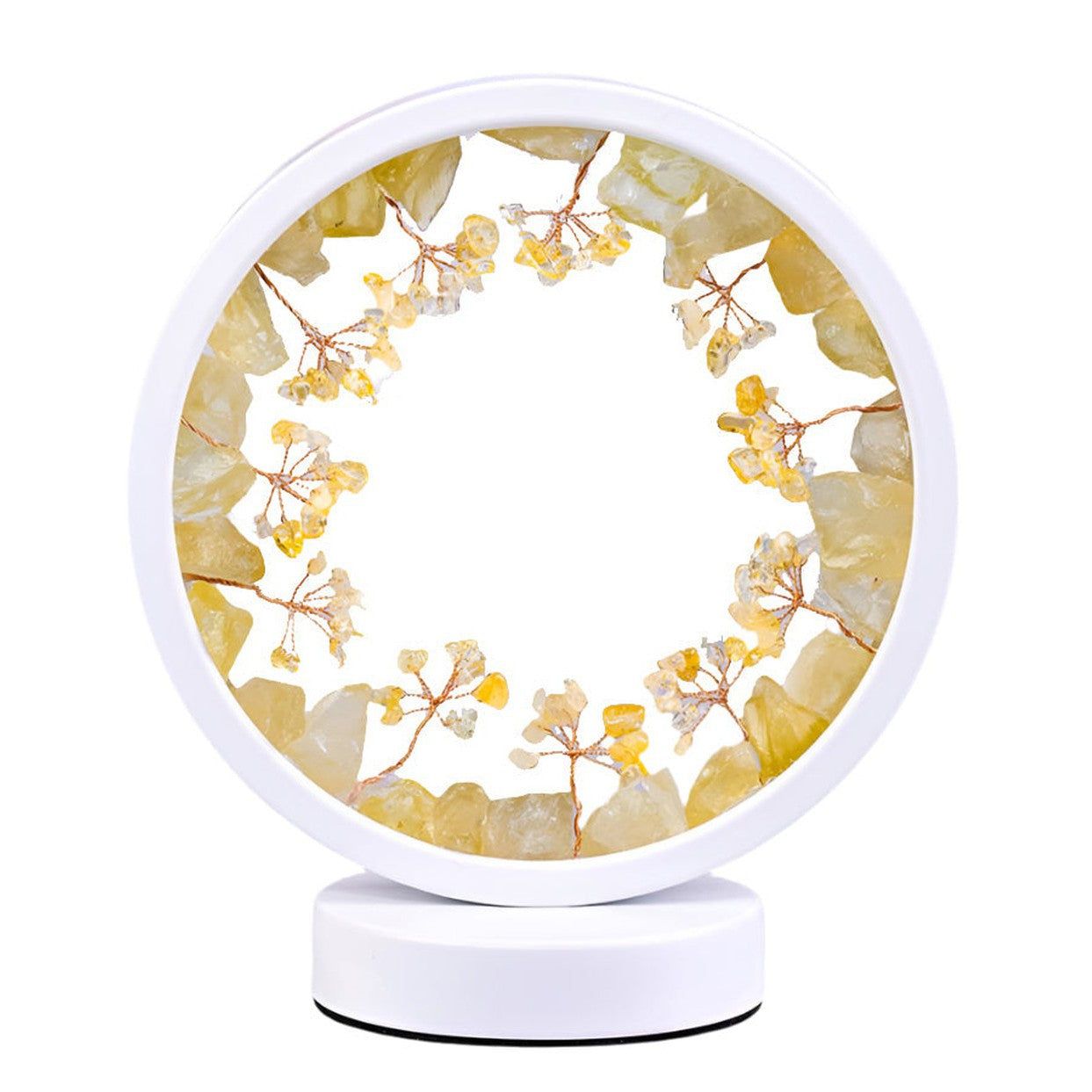 8&quot; Round Dimmable Gemstone Lamp - Citrine, SKU GMLAMP-09, UPC 700317417132