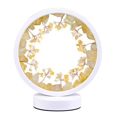 8&quot; Round Dimmable Gemstone Lamp - Citrine, SKU GMLAMP-09, UPC 700317417132