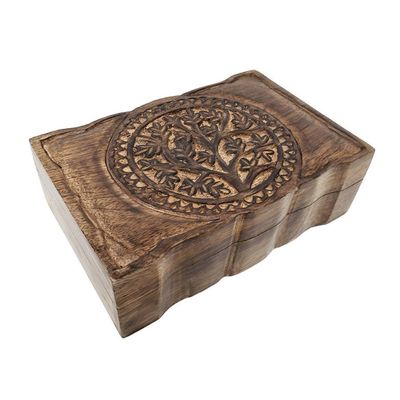 6&quot; x 9&quot; Carved Wood Box - Tree of Life, SKU G03-B90, UPC 700317381877