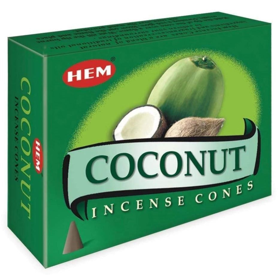 Coconut HEM Cone Incense (10 Cones), SKU CO12, UPC 700317305804