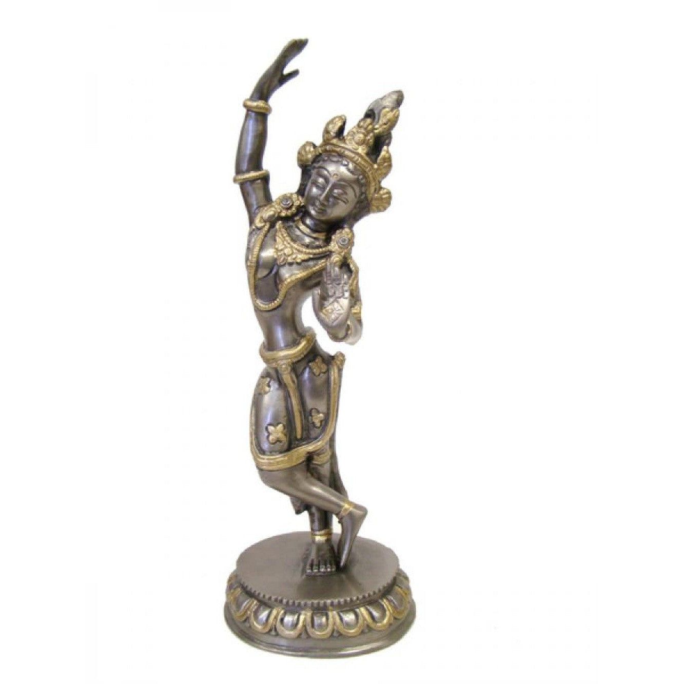 9&quot; Goddess Tara Dancing Solid Brass Statue, SKU G08-445, UPC 700317383260