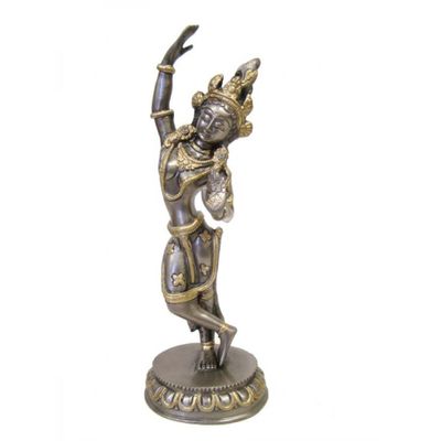 9&quot; Goddess Tara Dancing Solid Brass Statue, SKU G08-445, UPC 700317383260
