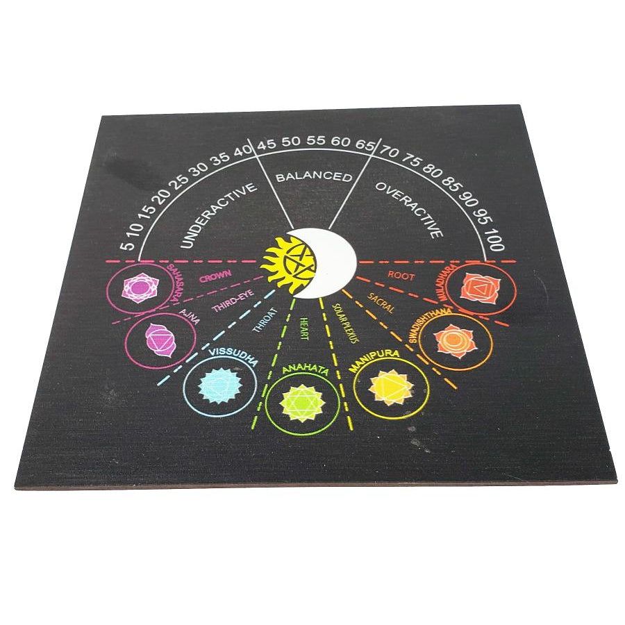 8&quot; Chakra with Sun and Moon Pendulum / Altar Board, SKU PBOARD-07, UPC 700317307129