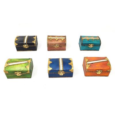 2&quot; x 3&quot; Colored Wooden Box with Brass (Assorted Colors), SKU G03-WBX55-1, UPC 700317381884