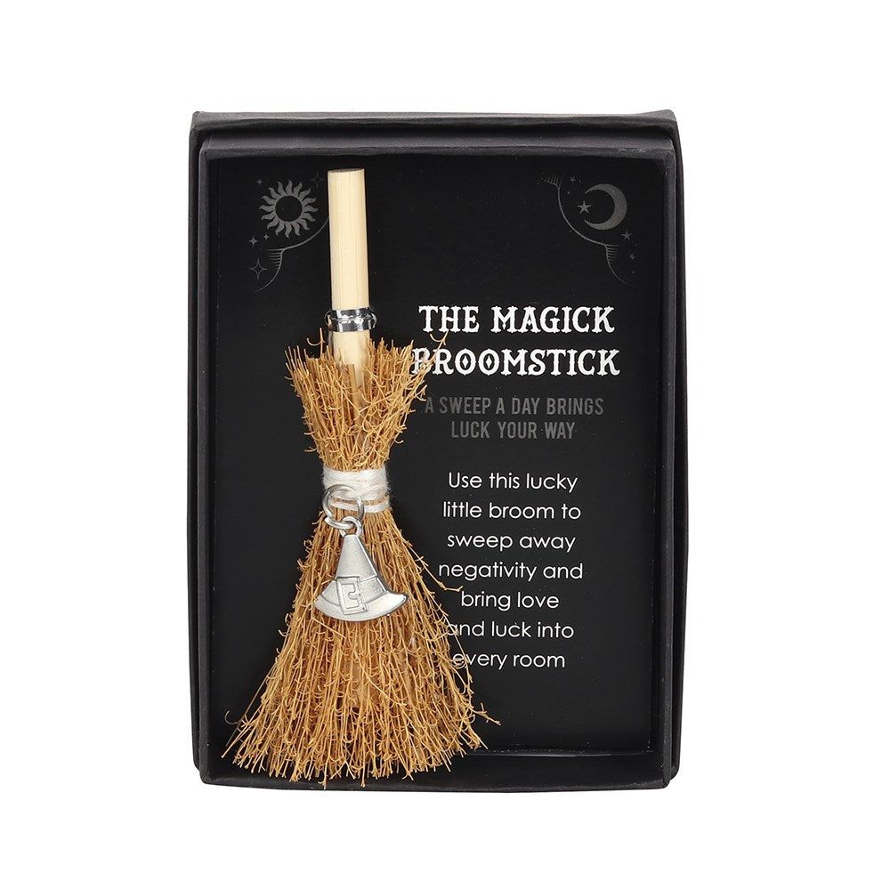 4&quot; Mini Magick Broomstick - Witches Hat, SKU PG-14812, UPC 700317059400