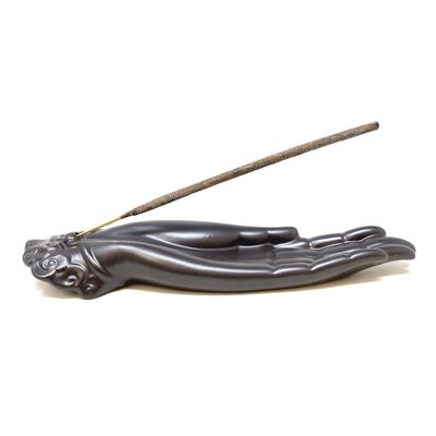 10&quot; Buddha Hand Ceramic Incense Stick Burner, SKU IH-05, UPC 700317417248
