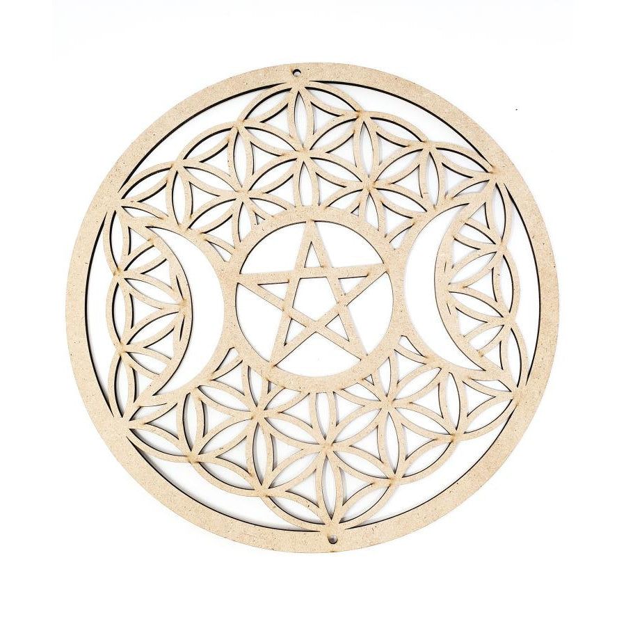 12&quot; Hanging Decor DIY Coloring - Triple Moon Pentagram, SKU MDFWH-10, UPC 700317035930