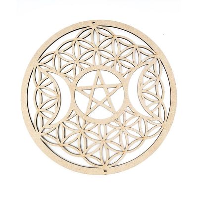 12&quot; Hanging Decor DIY Coloring - Triple Moon Pentagram, SKU MDFWH-10, UPC 700317035930