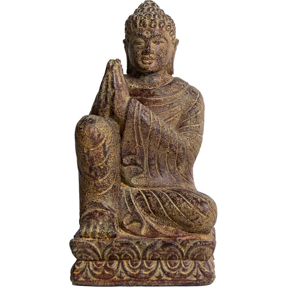 12.5&quot; Volcanic Stone Statue - Namaste Resting Buddha, SKU KH-33929, UPC 700317390091