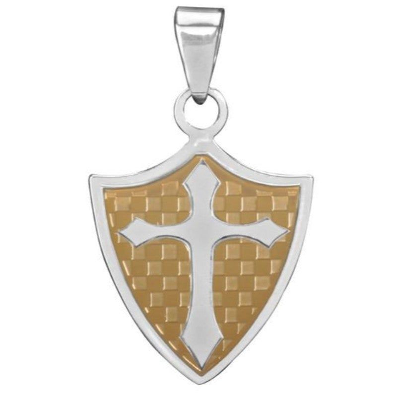 Cross Shield Stainless Steel Pendant, SKU PG-Y2763, UPC 6016001323394